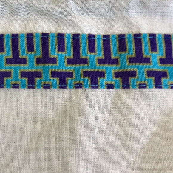 Tory Burch Cream and Blue Drawstring Bag - Picture 3 of 6